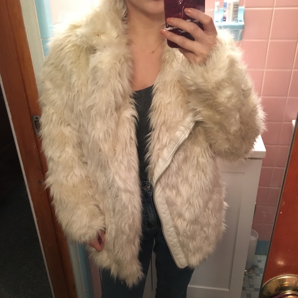 H&M 70s Cream Fur Jacket